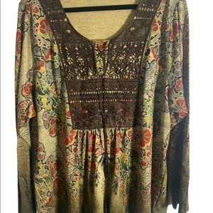 One world live and let live 3X floral shirt